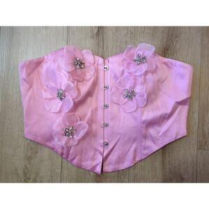 Finesse Saranna Pink Chiffon Flower Satin Corset Top XL